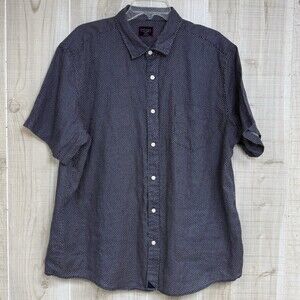 UNTUCKit Mens Linen Shirt Slim Fit Short Sleeve Blue Resort Wear Coastal XXL